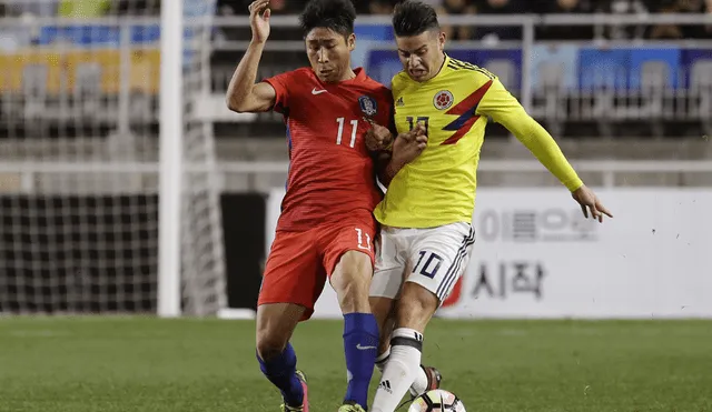 Con James Rodríguez, Colombia perdió 1-2 ante Corea del Sur en partido amistoso [GOLES]