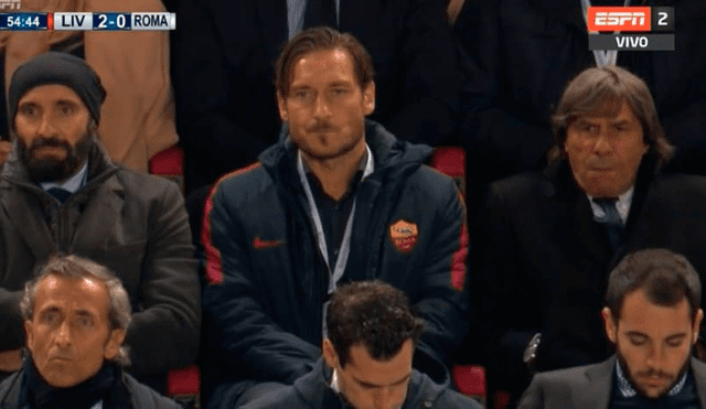Liverpool vs. Roma: el rostro de impotencia de Totti al presenciar goleada de los 'Reds' [VIDEO]