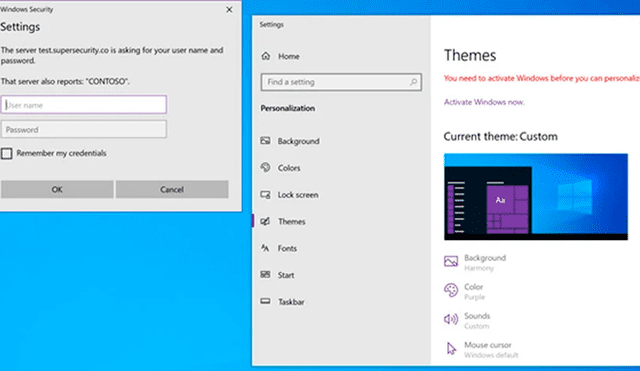 Descargar temas para Windows 10 puede hacerte vulnerable a un ataque 'Pass-the-Hash'. Conoce cómo funciona. Imágenes: Bleeping Computer.