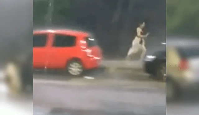 Video es viral en Facebook. Grupo de jóvenes fue corriendo a su vehículo para resguardarse de la lluvia, sin percatarse de un gracioso detalle que los dejó en ridículo