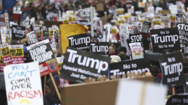 Una multitud marcha contra Donald Trump en Londres