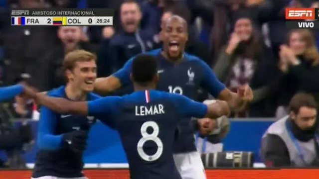 Colombia vs. Francia: mira el golazo de Lemar tras un contragolpe perfecto [VIDEO]