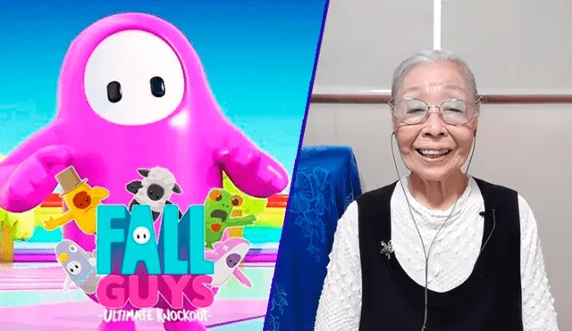 Anciana de 90 años sorprende con su habilidad al jugar Fall Guys. Foto: composición La República.