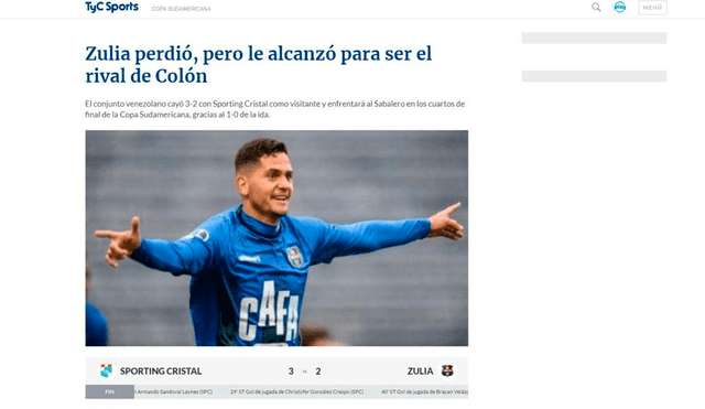 Así reaccionó la prensa internacional tras la eliminación de Sporting Cristal de la Copa Sudamericana 2019 a manos de Zulia de Venezuela.