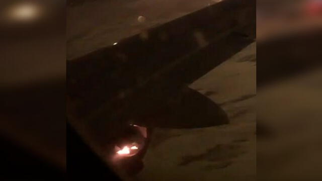 Motor de avión se prende fuego y causa temor en los pasajeros