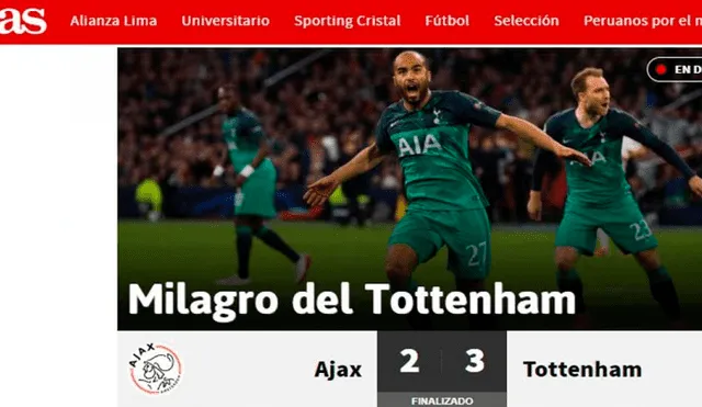 Champions League: así informó la prensa mundial la proeza del Tottenham