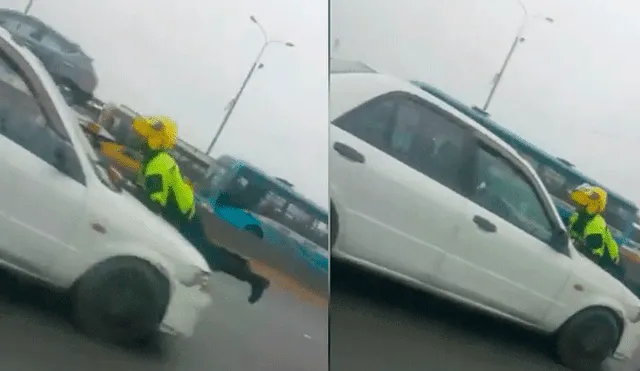 Rímac: Captan momento en que taxista arrastra a inspector en vía Evitamiento [VIDEO]