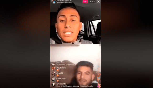 Christian Cueva y Carlos Zambrano, integrantes de la selección peruana, tuvieron una peculiar videollamada vía Instagram.