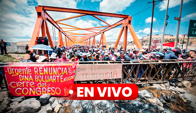 Manifestantes en Puno exigen el cierre del Congreso y la renuncia de Dina Boluarte a la presidencia. Foto: composición LR
