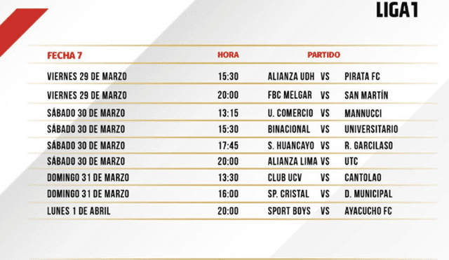 Liga 1: Mira la programación de las primeras 8 fechas del Torneo Apertura 2019