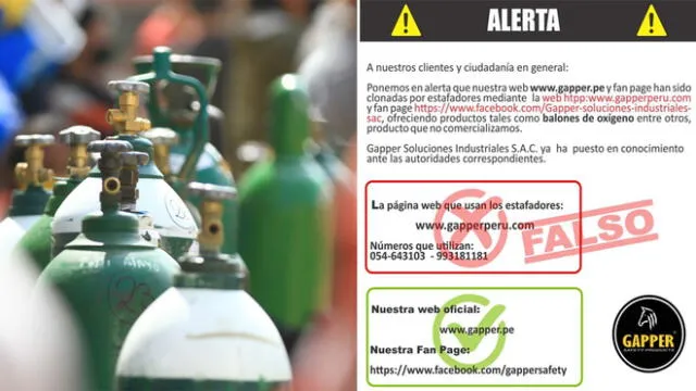 Arequipa. Empresa lanza advertencia para que personas no se dejen engañar con venta de oxígeno.