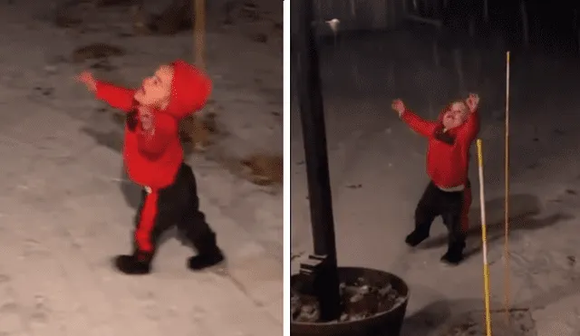 En Facebook, una madre se emocionó al percatarse de la reacción que tuvo su hijo al tocar la nieve.