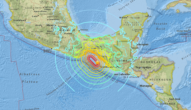 Gráfico de la magnitud del sismo de 7.5 que ocurrió en México. (Foto: Surfline)