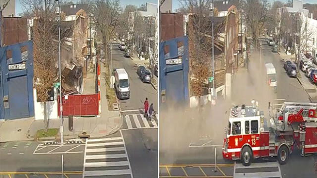 Edificio colapsa y los bomberos llegan en un segundo [VIDEO]