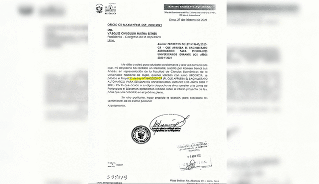 Solicitud para llevar el nuevo dictamen a junta de portavoces.