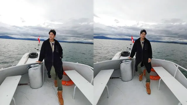 Kim Jin Woo paseó por el Lago Titicaca, en Puno