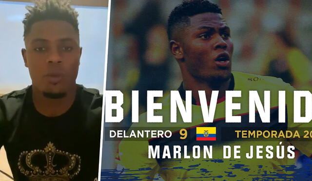 Marlon de Jesús, delantero de 29 años, estuvo en el 2020 en el Nacional de Ecuador. Foto: @ManriqueSports/Twitter de Binacional
