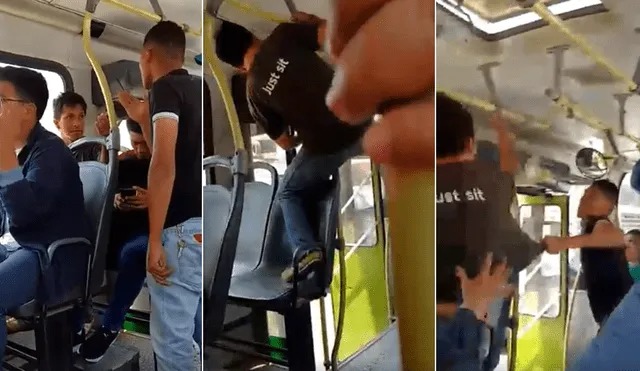 Polémica en Facebook: graban a peruano y venezolano peleándose en bus