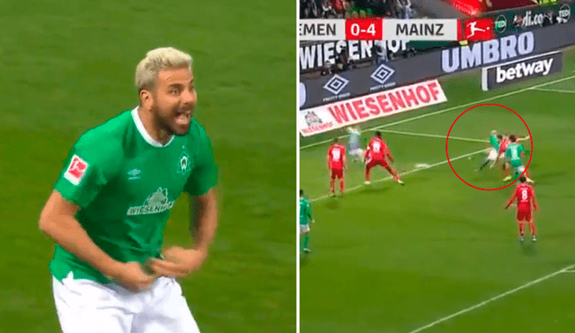 Werder Bremen vs Meinz: Gol anulado de Claudio Pizarro.