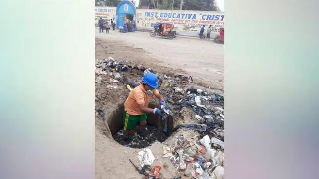 Encuentran gran cantidad de basura frente a colegio en Chiclayo
