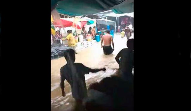 Lluvia torrencial provoca inundación del mercado de Chulucanas | VIDEO