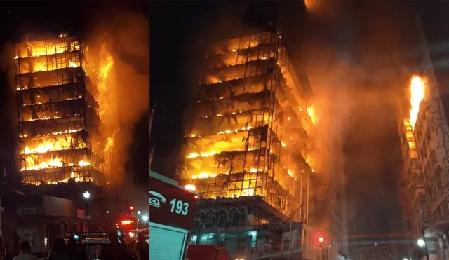 Brasil: llamas consumen edificio en el centro de Sao Paulo [VIDEO]