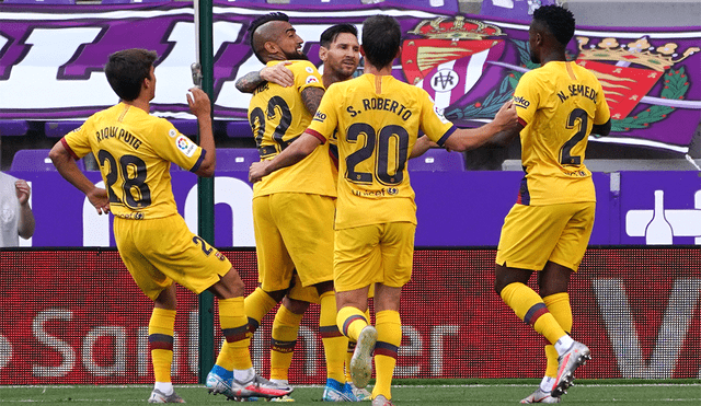 Arturo Vidal marcó el primer gol en el partido del FC Barcelona contra Valladolid. | Foto: AFP