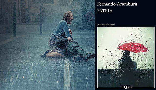 Escena de la serie. Al lado, la portada del libro de Fernando Aramburu.