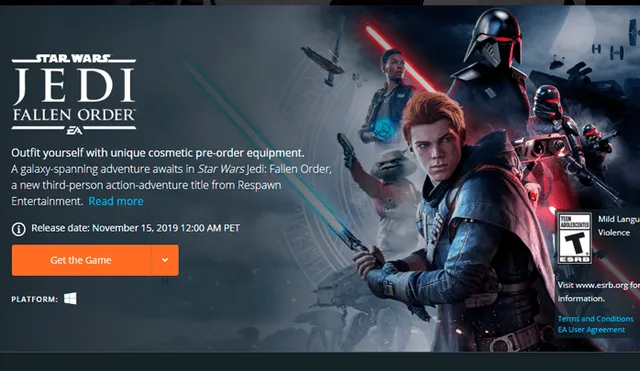 Star Wars Jedi Fallen Order llega este 15 de noviembre.