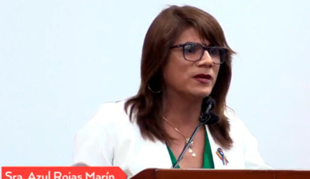 Azul Rojas Marín en Acto Público de reconocimiento de responsabilidad internacional del caso Azul Rojas Marín Vs. Perú. Foto: Captura.