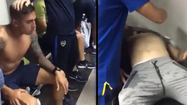 Imágenes impactantes del vestuario de Boca con jugadores heridos tras ataque al bus [VIDEO]
