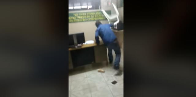 Ebrio causa desmanes en comisaría de Arequipa [VIDEO]
