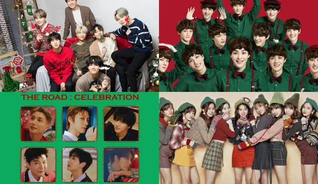 Lista de canciones navideñas de k-pop incluye remixes Holiday de dos hits de BTS. Foto: composición LR/Dispatch/SM/JYP