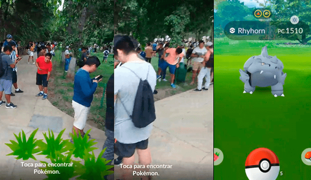 avalancha humana de jugadores peruanos por capturar a Rhyhorn 100 iv en Pokémon GO.