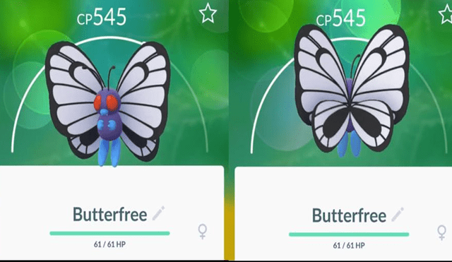 Así luce un Butterfree hembra en Pokémon GO. Foto: Captura.