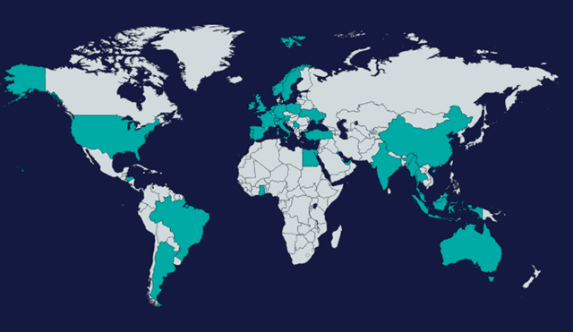 Países afectados por el malware 'Joker'.