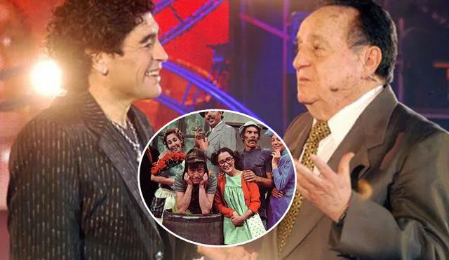 En el 2005, Diego Maradona conoció a Roberto Gómez Bolaños en Argentina. : Telefe/Grupo Chespirito