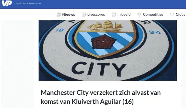 La prensa internacional destacó el pase de Kluiverth Aguilar al Manchester City.
