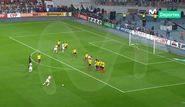 El tiro libre de Guerrero era indirecto, pero el movimiento del portero colombiano validó el gol. Foto: captura de video.