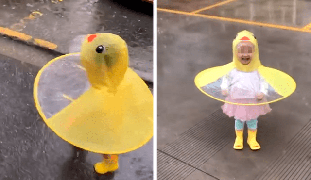 Facebook viral: visten con impermeable de pato a su pequeña y su reacción cautiva a usuarios [VIDEO] 
