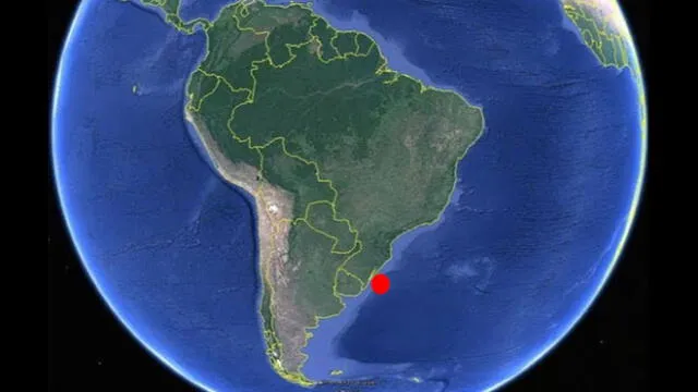 Ubicación de la fuga de metano, cerca a las costas del sur de Brasil. Fuente: Google Earth.