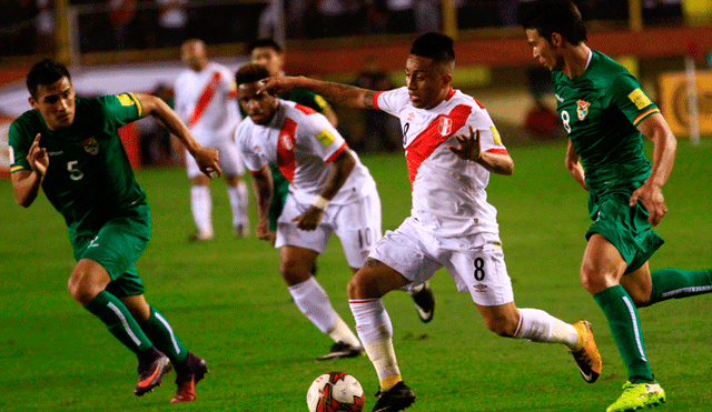 Christian Cueva anotó uno de los tantos en la última victoria de Perú sobre Bolivia en Lima. Foto: difusión
