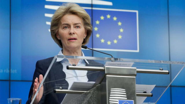 Ursula von der Leyen, jefa de la Comisión Europea, destacó que el bloque espera que el 70% de los adultos europeos se hayan vacunado para finales del verano. Foto: difusión