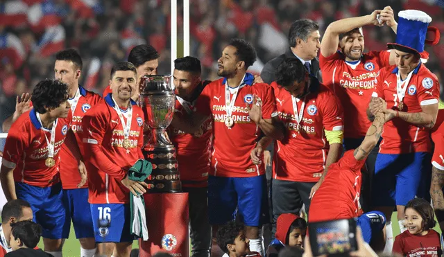 Celebración de la selección chilena tras ganar la Copa América de 2015. Foto: AFP