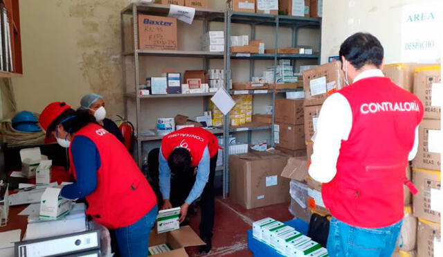 El personal de Contraloría realizó diligencias en almacén de medicamentos de la Geresa. Foto: Contraloría