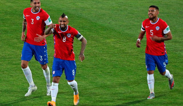 Chile venció 2-0 a Perú gracias a un doblete de Arturo Vidal. Foto: AFP.