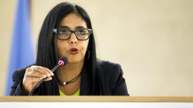 Delcy Rodríguez, vicepresidenta de Venezuela, se encuentra en Cuba presentando la Ley Antibloqueo impulsada por la administración de Maduro. Foto: EFE