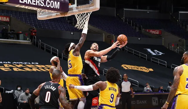 Lakers venció a Blazers en los playoffs de la NBA 2019/2020. Foto: AFP