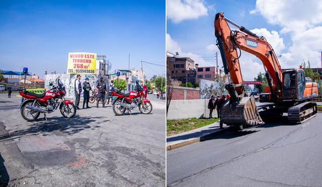 Municipalidad de Arequipa realiza trabajos de reparación de muro. Foto: MPA