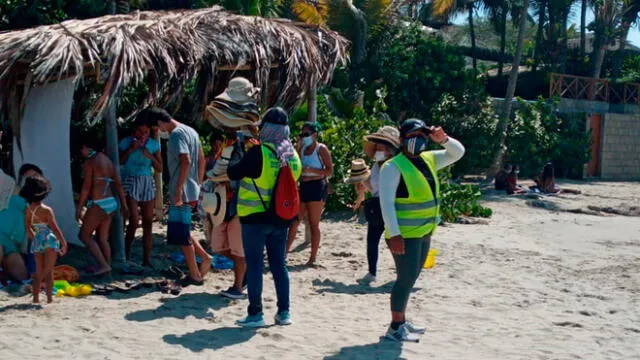Personal municipal resguarda ingreso a playas de Máncora. Foto: difusión